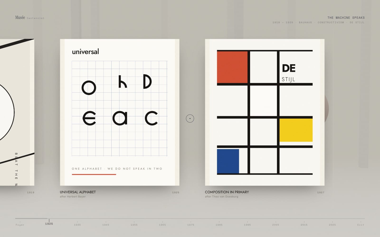 The 1965 hall of Musée Centennial, titled Legibility Is Optional
